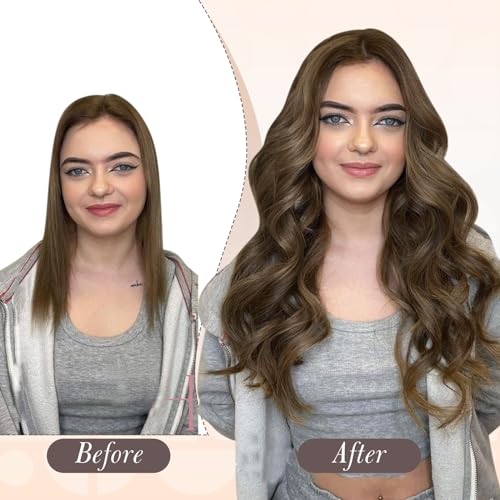 Full Shine One Piece Clip in Hair 16Inch Straight Fish Line Hair Extensions 4 Medium Brown No Glue No Weaving Invisible Wire Fish Line Hair Extensions 80g - Image 6