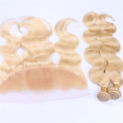 Body Wave Human Hair Weft Extensions With 13x4 Lace Frontal Russian Blonde 613 Hair 3Bundles With Ear To Ear Frontal With Baby Hair (26 28 30+24 inch frontal) - Image 5