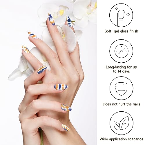 Semi Cured Gel Nail Strips, 28pcs Real Nail Polish Art Stickers/Wraps, Includes Prep Pads, Nail File & Wood Stick, Sticker Nails for Women Girls Kids Diy Decorations Birthday Party Favor Gifts - Image 2