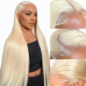 613 Lace Front Wig Human Hair 30 Inch Blonde Wig Human Hair 613 13x4 Lace Front Wig Human Hair 180 Density Blonde Lace Front Wigs Human Hair Pre Plucked HD Lace Frontal Wig Straight Glueless