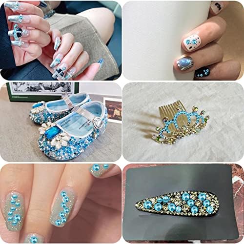 Beadsland 7200pcs Flatback Rhinestones,Blue Rhinestones Nail Gems Round Crystal Rhinestones for Crafts,Mixed 6 Sizes with Wax Pencil Kit, SS3-SS10,Aquamarine - Image 5