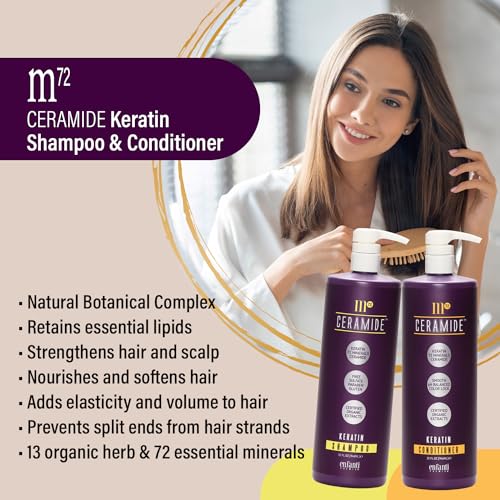 M72 Ceramide Keratin Shampoo and Conditioner Set 32 oz for Dry Hair Moisturizing - Image 3