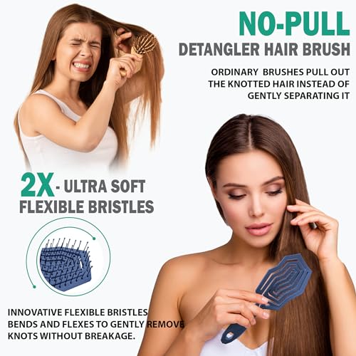 Fiora Naturals Eco-Friendly Hair Detangling Brush Soft Bristles All Hair Types - Image 3