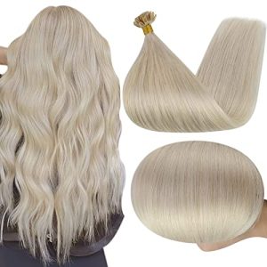 18-Inch Platinum Blonde U-Tip Fusion Remy Hair Extensions 50g Quality