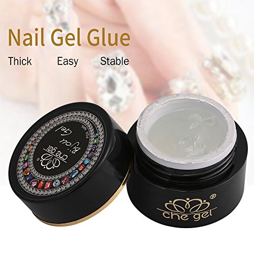 Nail Art Glue,Rhinestone Glue Gel Nail Art Nail Glue Gel Adhesive Resin Gem Jewelry Diamond Gel Nail Polish Clear Decoration Shine Finish and Long Lasting Soak Off LED Gel Base Top Coat Glossy - Image 4