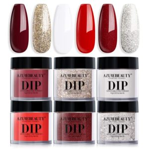 AZUREBEAUTY 6-Color Dip Powder Nail Set with Glitter, Easy Manicure, No Lamp Required