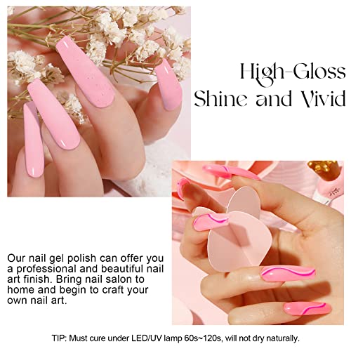 ROSALIND 6PCS Nude Pink Gel Nail Polish Kit Soak Off Manicure Nail Art - Image 5