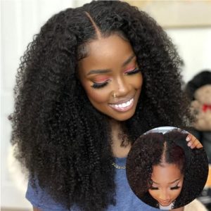 Julia Hair 12A Kinky Curly 24 Inch V Part Wig, Glueless Brazilian Virgin Hair, 180% Density