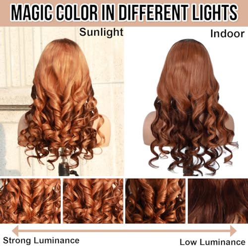 Domiso Brown Blonde Mixed Wear and Go Glueless Wig Pre Plucked Pre Cut Lace Human Hair Wigs Ombre Blonde Lace Front Wig Lace Pre Cut Transparent Lace Glueless Wigs For Beginners 24 Inch - Image 6