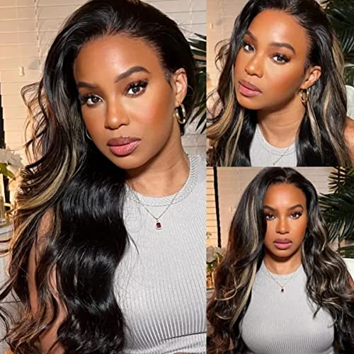 KLAIYI 20 Inch Chocolate Brown Blonde Ombre Body Wave Lace Front Wig - Image 2