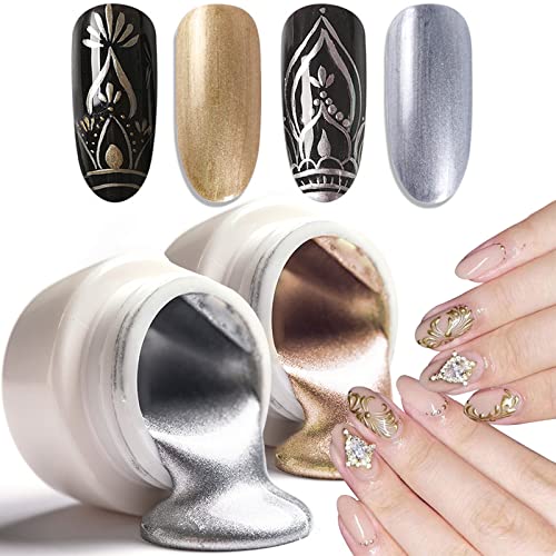Golden Silver 2 Color Metallic Painting Gel Nail Polish 15ml Capacity for DIY Nail Art