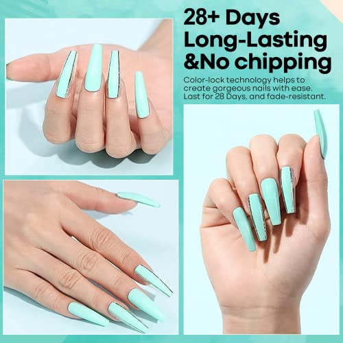 modelones Gel Nail Polish, 15ml Spring Summer Pastel Blue Green Solid Color Gel Polish Soak Off LED High-Pigmented & Shine Long Wear Gel Polish Nail Art Manicure Gift DIY Salon Home, 0.5 fl oz. - Image 3