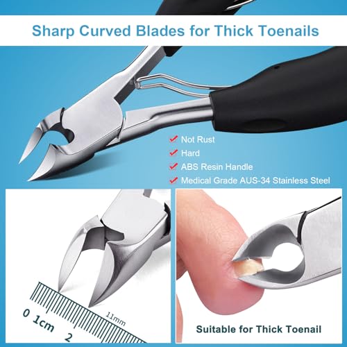 Toenail Clippers, Toe Nail Clippers for Thick Nails, Have Duty Nail Clipper Fingernail Clippers for Thick Nails,Seniors, Men, Women, Super Sharp Curved Blade Grooming Tool - Image 2