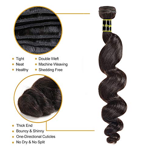 Brazilian Virgin Human Hair Loose Wave 3 Bundles (22 24 26) 100% Unprocessed Loose Wave Virgin Human Hair Weave Bundles Double Weft Natural Black Color - Image 4
