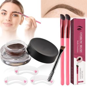 Captivasy Multi Function Eyebrow Brush, Captivasy Multi-function Eyebrow Concealer Contour Brush, 4D Hair Stroke Brow Stamp Brush, Waterproof Eyebrow Brush Eyebrow Cream (Light-Brown)