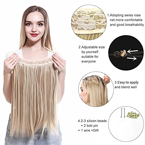SARLA 22 Inch Dirty Blonde Straight Long Synthetic Hair Extensions with Adjustable Transparent Headband - Image 5