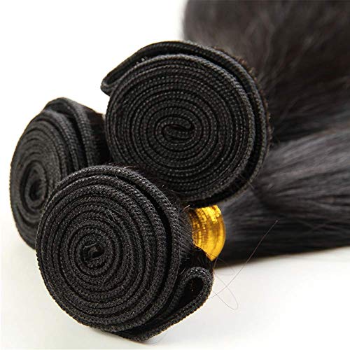 FASHION PLUS Straight Hair Bundles Human Hair 10A Grade Virgin Brazilian Straight Human Hair Bundles 100% Unprocessed Virgin Remy Hair Weave Bundles Natural Black 32 Inch - Image 3