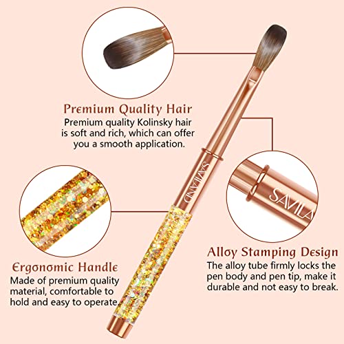 SAVILAND Size 8 Acrylic Nail Art Brush with Glitter Handle - Image 5