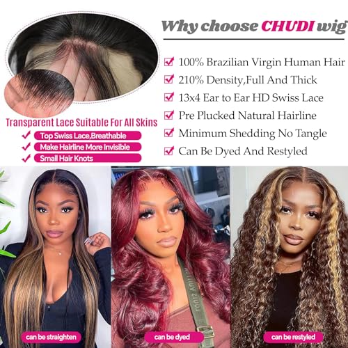 1B/30 Balayage Ombre 22 Inch 210 Density HD Lace Front Wig Human Hair Body Wave Highlight Honey Blonde - Image 3