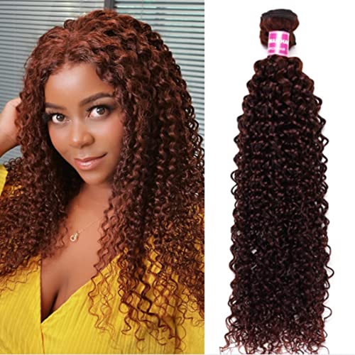 KLAIYI 18 Inch Reddish Brown Curly Human Hair Weave Bundles for Sew-In Extensions 12A Grade - Image 2