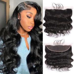 13x4 Body Wave 14 Inch Brazilian Virgin Human Hair Lace Frontal Closure 180% Density