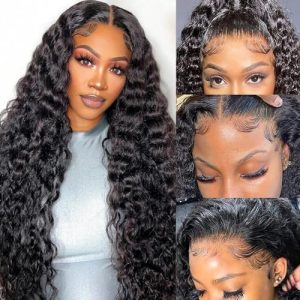 22 Inch 13x6 Human Hair Deep Wave Full Lace Front Wig 180 Density with Baby Hair