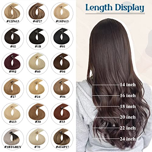 16inch Nano Beads Ring Hair Extensions Human Hair Dark Auburn Pre Bonded I Tip Keratin Cold Fusion Stick Tipped Hairpiece Iron Loop Link Straight Micro Bead Remy Hair for Women #33 50g 50strands - Image 7