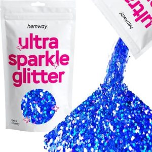 Hemway Sapphire Blue Extra Chunky Holographic Glitter for Arts and Crafts 100g