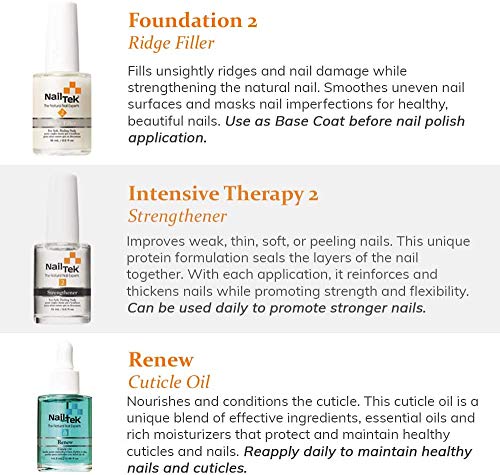 Nail Tek Repairs Damaged Nails kit.Intensive Therapy(.5OZ),Foundation(.5OZ)& Renew(.48OZ) - Image 3