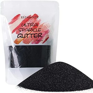 Metallic Black Glitter Powder, 150g Multi Purpose Dust Powder for Arts & Crafts, Ultra Fine Glitter for Nail Decoration Face Eye Body Hair and Festival Weddings Flowers (Metallic Black)