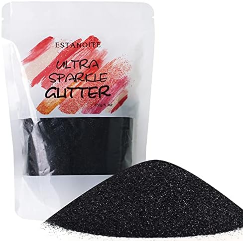 Metallic Black Glitter Powder, 150g Multi Purpose Dust Powder for Arts & Crafts, Ultra Fine Glitter for Nail Decoration Face Eye Body Hair and Festival Weddings Flowers (Metallic Black)