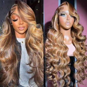 Blond Human Hair Wig for Women, Natural Look, 22 Inches Long, Soft and Silky