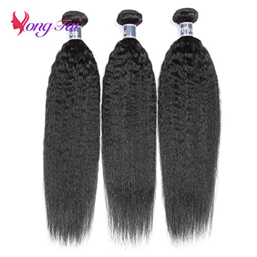 Kinky Straight Hair 3 Bundles 12 12 12 Inch Yaki Human Hair Weave Unprocessed Brazilian Virgin Kinky Straight Bundles Sew in Hair Extensions 1 B Color - Image 2