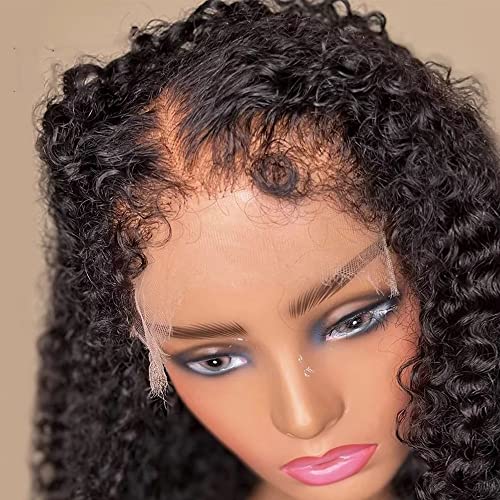 Deep Curly Human Hair Wigs 13X6 Transparent Lace Wig Pre Plucked Bleached Knots With Curly Baby Hair 180 Density Brazilian Remy Glueless Lace Wig for Women Pre Plucked Bleached Knots 24" - Image 6