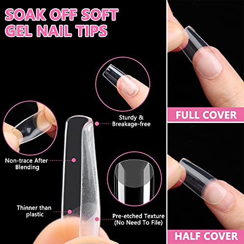Medium Square Gel X Nail Tips Extension, 240PCS Clear Soft Gel Full Cover Nail Tips, M Square Press On False Nail Tips for Salons, and DIY Nail Art at Home (12 Sizes) - Image 3