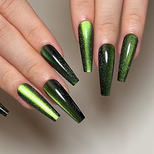 Chameleon Nail Polish Green Color Shifting, Galaxy Glossy Holographic Gel Nail Polish Glitter Fast Dry Polish, High Shine Finish Glossy Halo Manicure Set for Home Salon - Image 4