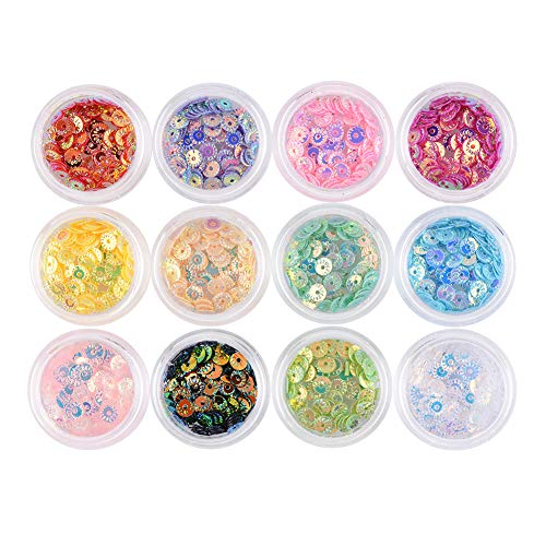 12 Colors 3D Glitter Sequins Sunflower Nail Art Charms for Beautiful Manicure Decoration - Image 6