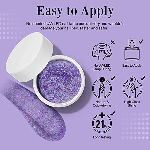 AZUREBEAUTY Dark Purple Glitter Nail Dip Powder 1 Oz for DIY French Manicure - Image 6