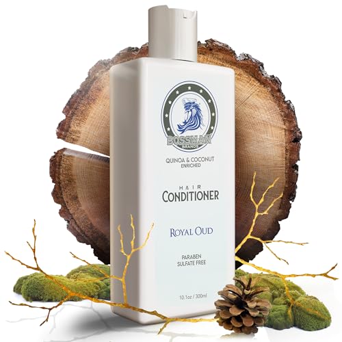 Bossman Moisturizing Hair Conditioner for Men – Stimulates, Hydrates, Soothes Men's Hair and Scalp – Natural Quinoa & Coconut Enriched - Paraben & Sulfate Free (Royal Oud Scent)