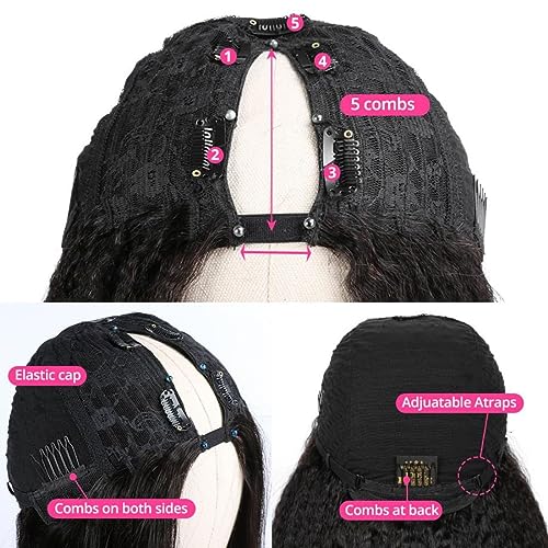 SUPERNOVA V Part Bob Wig Human Hair Upgrade U Part Wig No Leave Out No Sew in V Part Half Wigs Clip In No Lace Glueless Straight Bob Wig For Women 10 Inch - Image 4