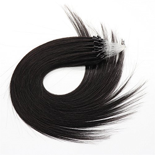 Microlink Human Hair Extensions 20 Inch 50 Strands 50g Color 1B Natural Black - Image 3