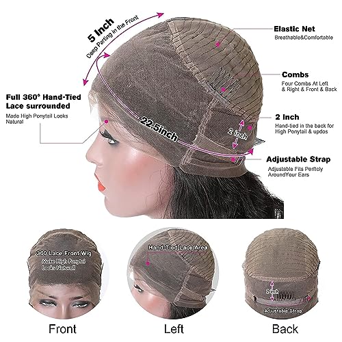 28 Inch HD Transparent Straight Human Hair 360 Lace Front Wig, 200 Density, Pre Plucked, Black Women, High Ponytail/Bun Ready - Image 2