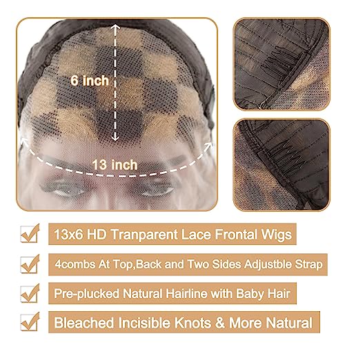 P4/27 Highlight Lace Front Wig Human Hair Water Wave Ombre Blonde 13x6 HD Transparent Lace Front Wigs Per Plucked With Baby Hair 150% Density glueless Brazilian Virgin Hair 22 Inch - Image 4