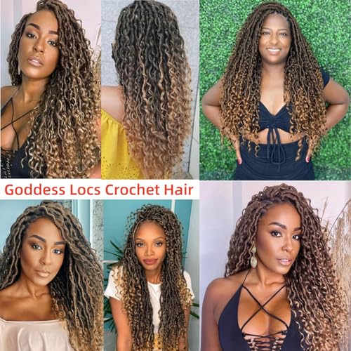 Faux Locs Crochet Hair 18 Inch 8-Pack Goddess Locs Crochet Hair Crochet Boho Braids Curls Crochet Hair Boho Locs Crochet Hair Black Women Human Hair (T/27#) - Image 7