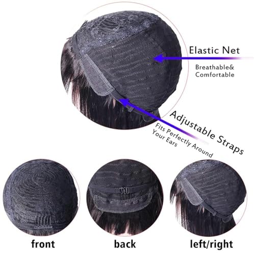 Hair Wigs human hair Kinky Curly Wig with Bangs Full Machine 14-40 Inch Long Curly Human Hair Wig for Black Women Glueless Remy Hair Non Lace Front Wig, Natural Color Natural Wigs for women High Densi - Image 2