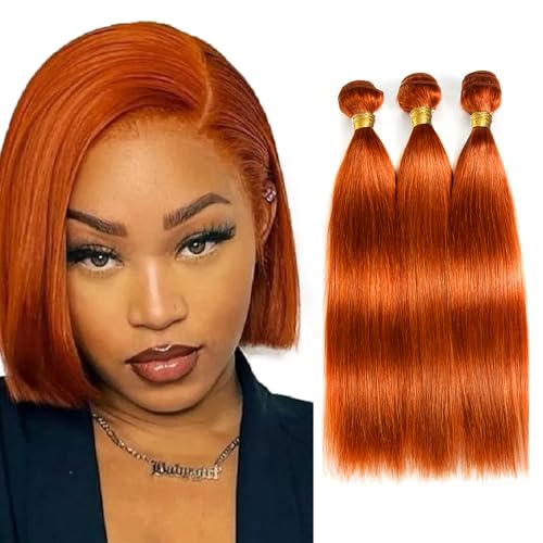 Ginger Bundles Human Hair 350 Straight Bundles Ginger Orange Human Hair Bundles 12 14 16 inch 3 Bundles Brazilian 8A Remy Burnt Orange Human Hair Weave