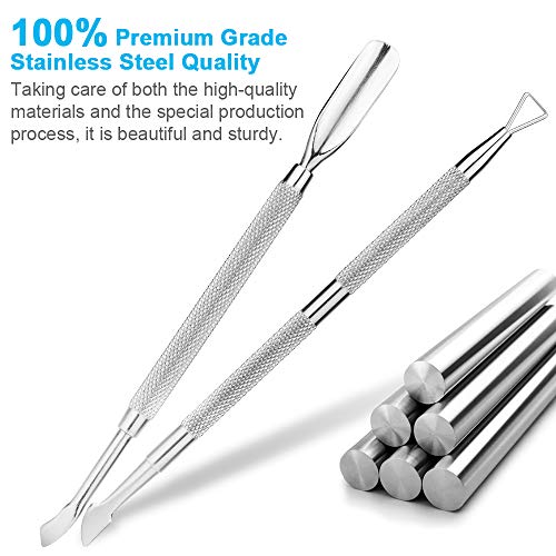2PCS Cuticle Pusher and Cutter Set, Triangle Cuticle Nail Pusher Peeler Scraper, Professional Grade Stainless Steel Cuticle Remover, Durable Pedicure Manicure Tools for Fingernails Toenails by NANTuYo - Image 2