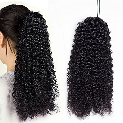 Ponytail Extension Brazilian Human Hair Ponytail Kinky Curly Drawstring Ponytail Hair Extensions Brazilian Remy Hair Clip In Curly Ponytail Hairpieces for Black Women Curly Drawstring Ponytail (Color - Image 5