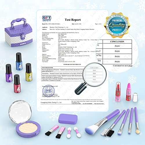 PERRYHOME 35-Piece Washable Non-Toxic Kids Makeup Kit for Girls, Ages 3-12, Purple Frozen Set - Image 7