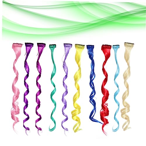 24 Pcs Women Colored Wigs Rainbow Wigs Multi-colors Highlights Clip Straight Highlight Hairpieces Wigs Colored Curly Human Hair Wig Women's Wigs One Piece Miss Hair Extensions - Image 5
